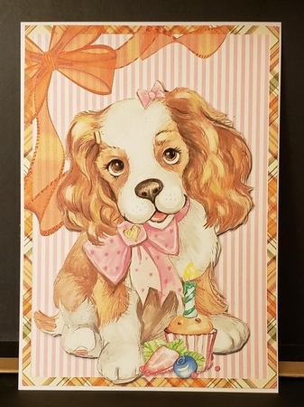 Birthday Spaniel Quick card/topper by Angela Taylor