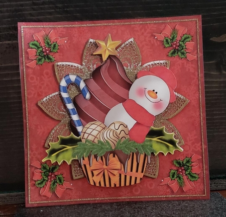 Snowman Holiday Cupcake Card Front Kit-3 by Angela Taylor