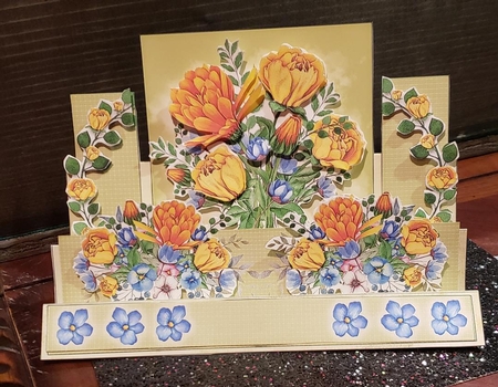 Centre Step Card - Yellow Blooms Bouquet by Angela Taylor