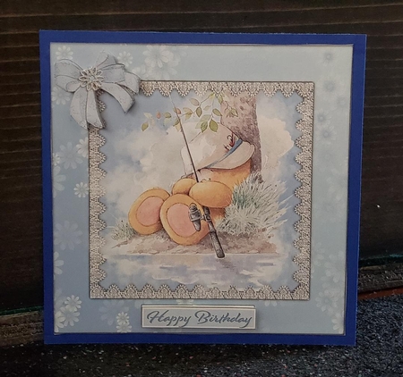 Teddy Bear at Rest Card Topper by Angela Taylor
