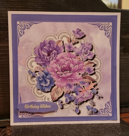 Beautiful Lilac Roses on lace  by Angela Taylor