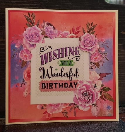 birthday wishes for you, adorned with lilac roses 8x8 by Angela Taylor