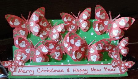 Santas Head Christma Butterfly Mountain Fold Card by Angela Taylor