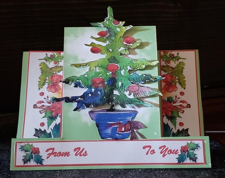Watercolor Xmas Tree Centre Step Card by Angela Taylor