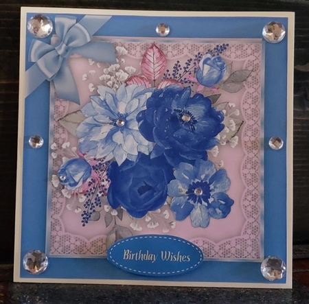 Beautiful Blue Roses and Bow  by Angela Taylor