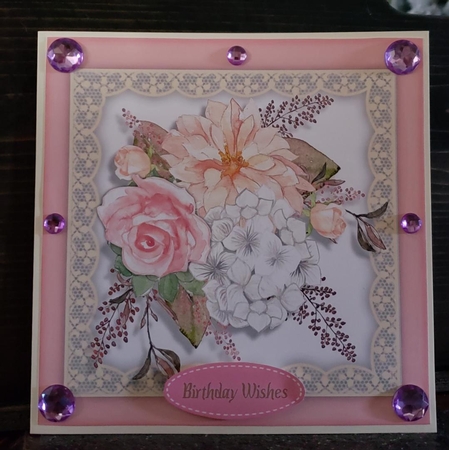 Beautiful Pink  Roses on Lace  by Angela Taylor