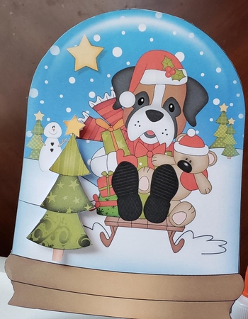 3D Shaped Christmas Snow Globe Card Kit - Little Boxer Dog by Angela Taylor