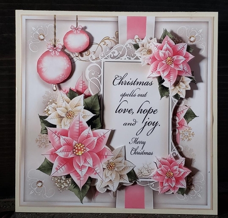 Christmas Pink Poinsettias with Verse Mini Kit by Angela Taylor