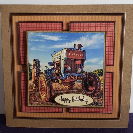 Birthday card, with tractor, farming, for men, 2 by Angela Taylor