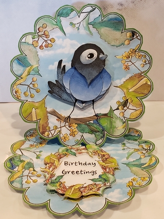 Blue Bird - Scalloped Easel Card by Angela Taylor