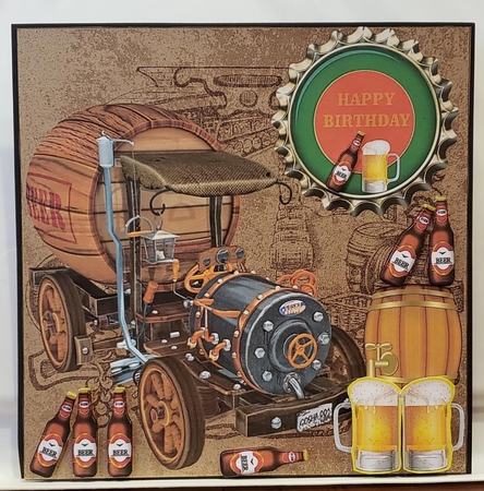 GRANDSON/FATHERS DAY beer themed birthday card front by Angela Taylor