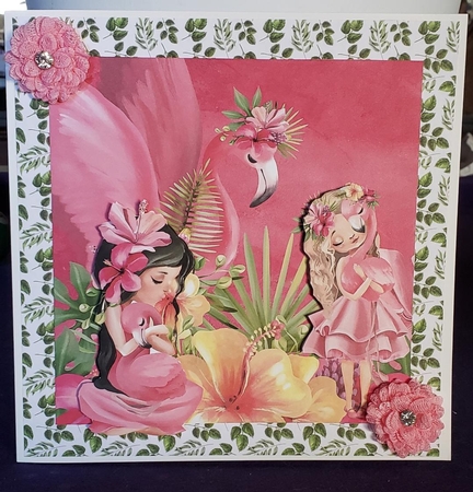 Flamingo Land 7x7 Quick Card by Angela Taylor