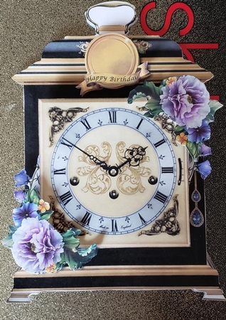 Carriage Clock Card - Peony by Angela Taylor