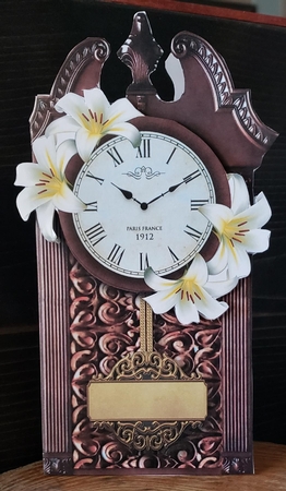 Black Forest Clock Card - White Lilies by Angela Taylor