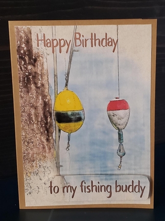 Fish Bobber Birthday Card by Angela Taylor