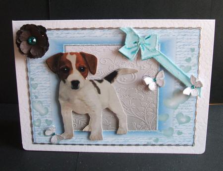 Cute Jack Russel Puppy in Chunky Blue Frame by Angela Walker