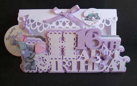 Scalloped Happy 16th Birthday Card by Angela Walker