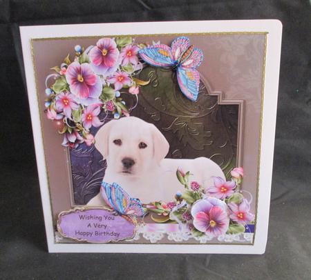 Cute Labrador Pup Card Front Plus Gift Card by Angela Walker