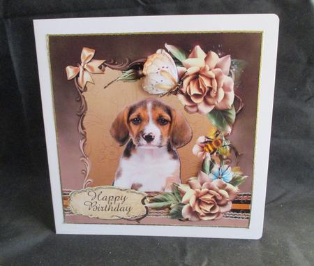 Cute Beagle Puppy Card Front and Gift Card by Angela Walker