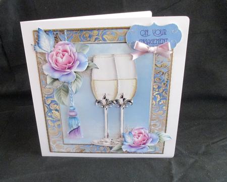 Beautiful Champagne Glass's & Roses 8x8 Mini Kit by Angela Walker