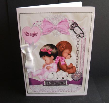 Precious Little Thing! a Baby Girl in Lace Frame A4 by Angela Walker