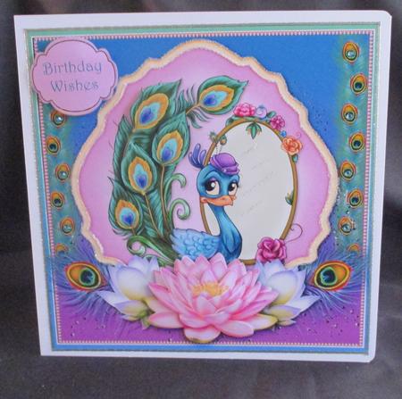 Lady Peacock 8x8 Card Front Sheet by Angela Walker