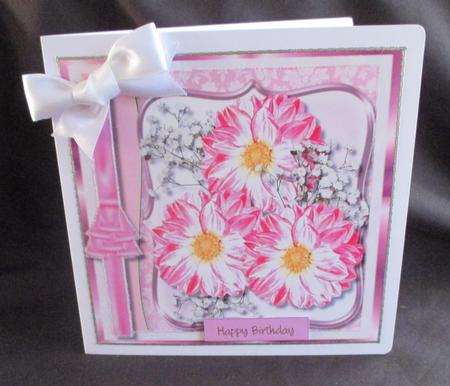 Beautifil Pink Dahlias and Baby's Breath by Angela Walker