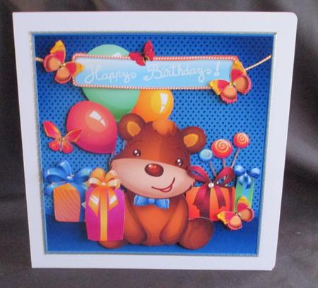 Happy Birthday Decoupage Bear Mini Kit by Angela Walker