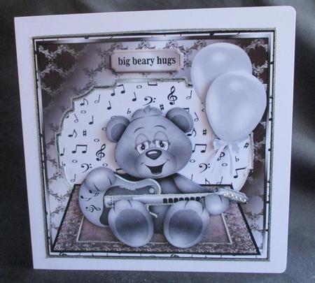 Birthday Bear Black & White Music by Angela Walker