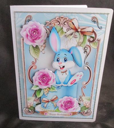 Soft Blue Cake with Bunny by Angela Walker