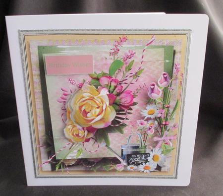 English Rose and Watering Can Card by Angela Walker