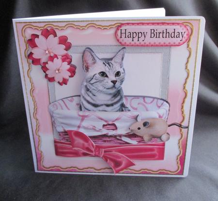 Cute Kitty in a Basket with Toy Mouse 8x8 Mini Kit by Angela Walker