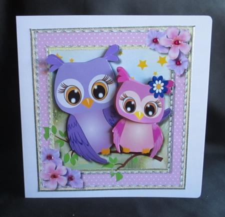 8x8 Mini Kit Two Lovely Owls on a Branch by Angela Walker