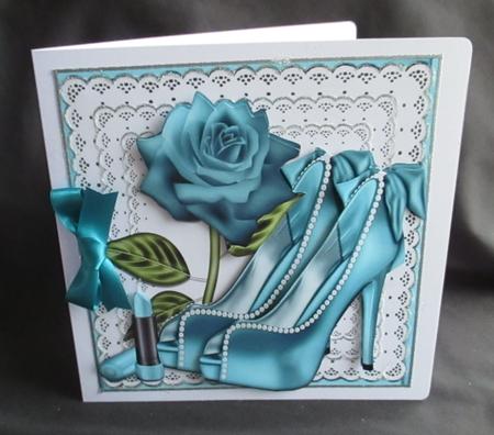 Bows & Pearls Lovely Turq Shoes with Turq Rose 8x8 Kit by Angela Walker