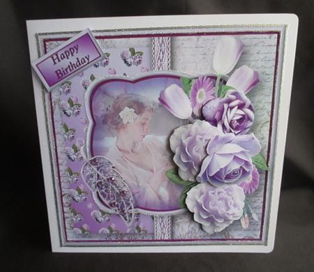 Shabby Chic Flowers Decoupage Card Front by Angela Walker