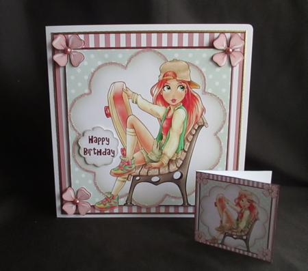 Skater Girl Card Front Kit by Angela Walker