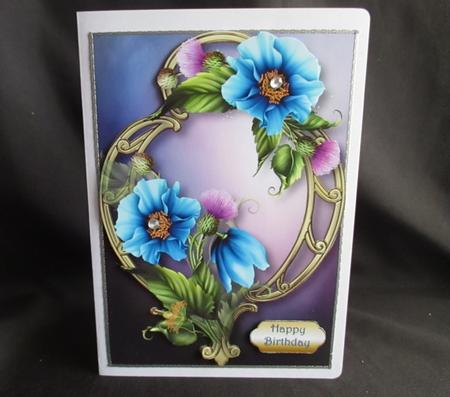 Beautiful Himalayan Blue Poppies on Golden Frame by Angela Walker
