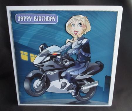 Biker Chick Night Quick Card 8x8 by Angela Walker