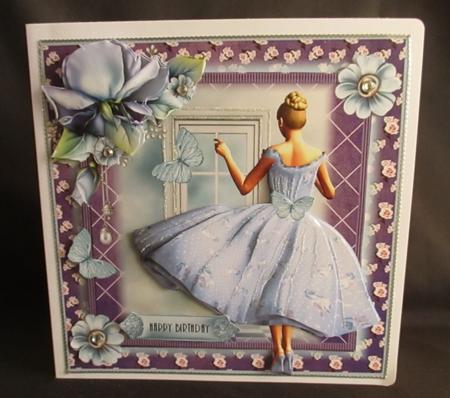 The Beautiful Blue Dress Card Front Kit by Angela Walker