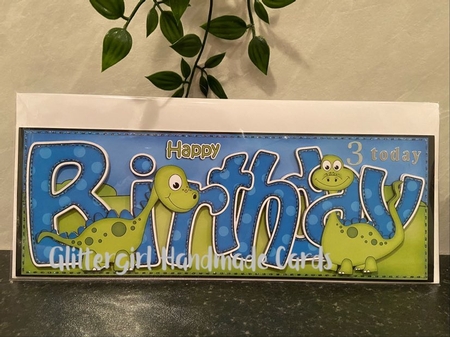 Large Dl Birthday Denis Dinosaur Card & 3D Decoupage by Angela White