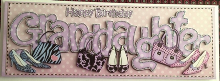 Lge Dl Birthday Grandaughter Shoes & Handbags 3D Decoupage by Angela White