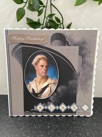 Vintage Art Deco Men Navy All Occasion Decoupage Card Making Kit by Angela White