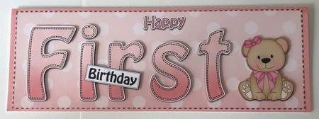 Large DL HAPPY FIRST BIRTHDAY 3D decoupage by Angela White