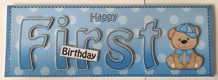 Large DL HAPPY FIRST BIRTHDAY 3D decoupage by Angela White