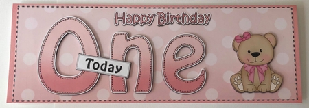 Large DL Happy Birthday ONE TODAY 3D decoupage by Angela White
