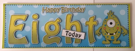 Large DL Happy Birthday EIGHT TODAY 3D decoupage by Angela White