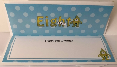Large DL Happy Birthday EIGHT TODAY insert by Angela White