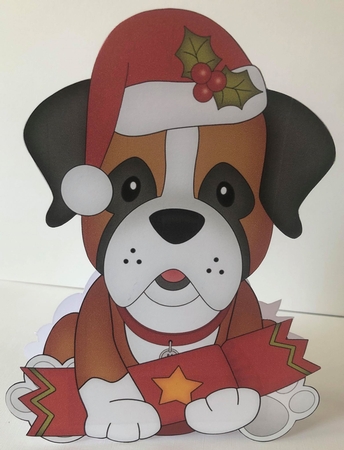 3D Shaped Christmas Card Kit - Little Boxer Dog by Angela White
