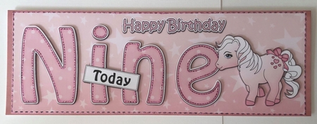 Large DL Happy Birthday NINE TODAY 3D decoupage by Angela White