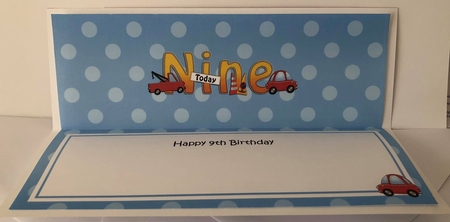 Large DL Happy Birthday NINE TODAY insert by Angela White
